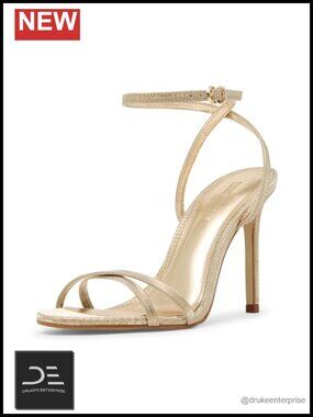 Leather Almond Toe Heeled Sandals with Buckle Ankle Strap 4-Inch Heel